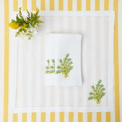 Mrs. Alice Mimosa White Linen Napkins (Set of 4)< Napkins