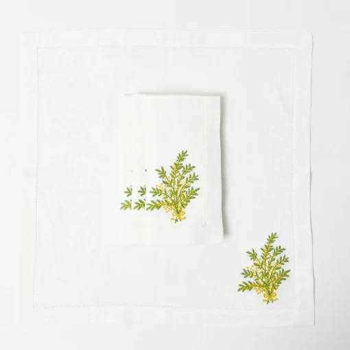 Mrs. Alice Mimosa White Linen Napkins (Set of 4)< Napkins