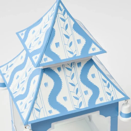 Mrs. Alice Mini Blue Ikat Pagoda Lantern (Pair)< Summer Candleware | Pagodas & Lanterns