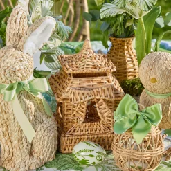 Mrs. Alice Mini Bow Rattan Pagoda Lanterns (Pair)< Spring Decorations | Pagodas & Lanterns