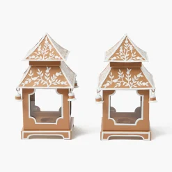 Mrs. Alice Mini Caramel Chinoiserie Pagoda Lantern (Pair)< Summer Candleware | Year-round Decorations