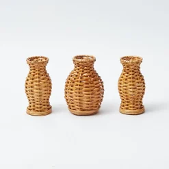 Mrs. Alice Mini Natural Rattan Vase (Set of 3)< Vases | Vases & Planters