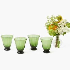 Mrs. Alice Moss Green Tulip Glasses (Set of 4)< Summer Glassware | Glasses