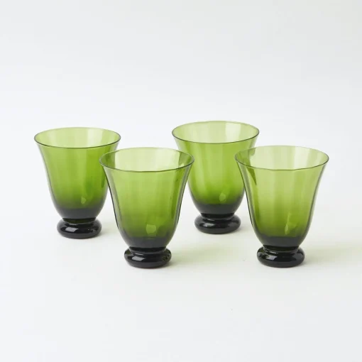 Mrs. Alice Moss Green Tulip Glasses (Set of 4)< Summer Glassware | Glasses