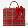 Mrs. Alice Tote Bag (Red Tartan) With Bow< Mrs. Alice Tote Bags | Mrs. Alice Monogram