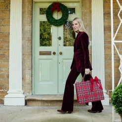 Mrs. Alice Tote Bag (Red Tartan) With Bow< Mrs. Alice Tote Bags | Mrs. Alice Monogram
