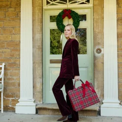 Mrs. Alice Tote Bag (Red Tartan) With Bow< Mrs. Alice Tote Bags | Mrs. Alice Monogram