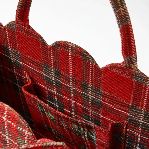 Mrs. Alice Tote Bag (Red Tartan) With Bow< Mrs. Alice Tote Bags | Mrs. Alice Monogram
