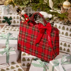 Mrs. Alice Tote Bag (Red Tartan) With Bow< Mrs. Alice Tote Bags | Mrs. Alice Monogram