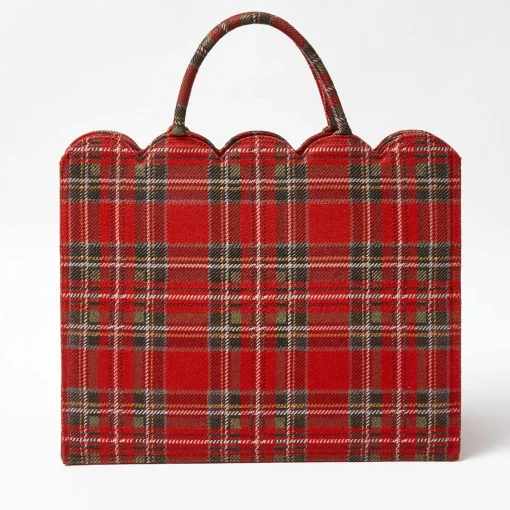 Mrs. Alice Tote Bag (Red Tartan) With Bow< Mrs. Alice Tote Bags | Mrs. Alice Monogram