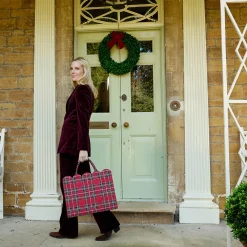 Mrs. Alice Tote Bag (Red Tartan) With Bow< Mrs. Alice Tote Bags | Mrs. Alice Monogram