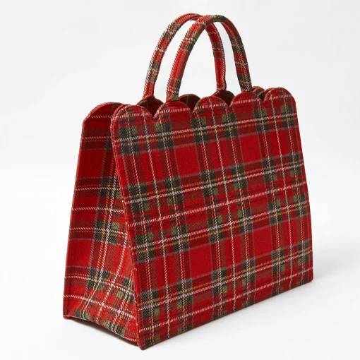 Mrs. Alice Tote Bag (Red Tartan) With Bow< Mrs. Alice Tote Bags | Mrs. Alice Monogram