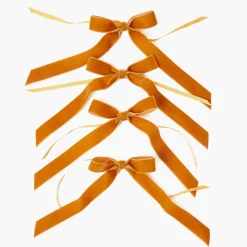 Mrs. Alice Mustard Velvet Bows (Set of 4) - 20cm< Napkin Rings & Bows