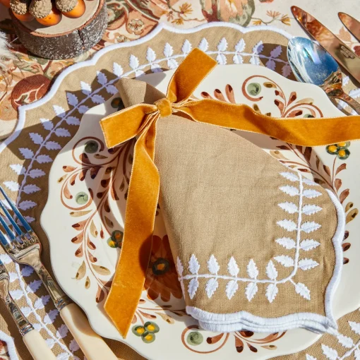 Mrs. Alice Mustard Velvet Bows (Set of 4) - 20cm< Napkin Rings & Bows