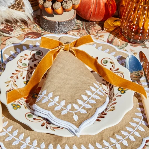 Mrs. Alice Mustard Velvet Bows (Set of 4) - 20cm< Napkin Rings & Bows