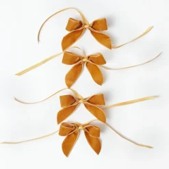 Mrs. Alice Mustard Velvet Mini Bows (Set of 4)< Napkin Rings & Bows