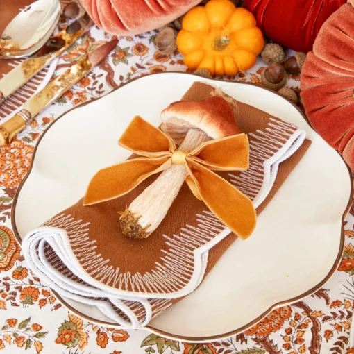Mrs. Alice Mustard Velvet Mini Bows (Set of 4)< Napkin Rings & Bows