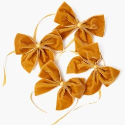 Mrs. Alice Mustard Velvet Napkin Bows (Set of 4)< Napkin Rings & Bows