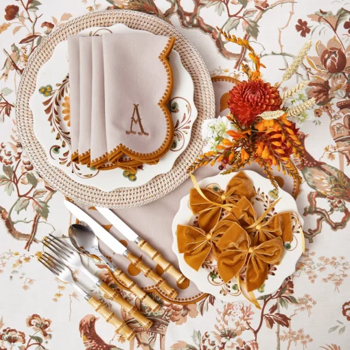 Mrs. Alice Mustard Velvet Napkin Bows (Set of 4)< Napkin Rings & Bows