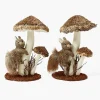 Mrs. Alice Natural Mushroom with Climbing Squirrel (Pair)< Autumn Decorations