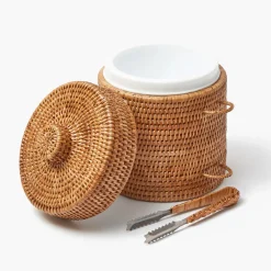 Mrs. Alice Natural Rattan Ice Bucket< For The Hostess | For The Rattan Lover