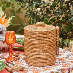Mrs. Alice Natural Rattan Ice Bucket< For The Hostess | For The Rattan Lover