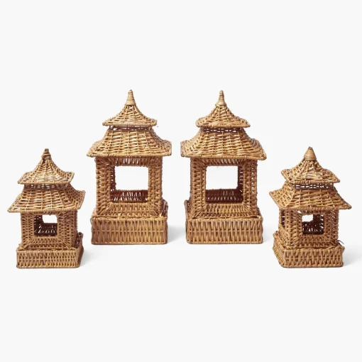 Mrs. Alice Natural Rattan Pagoda Lantern Set< Year-round Decorations | Spring Decorations