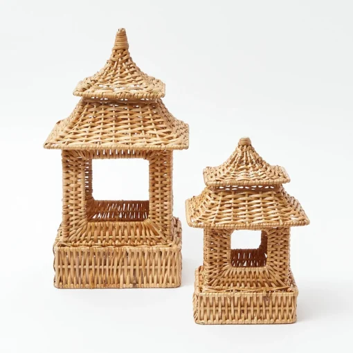 Mrs. Alice Natural Rattan Pagoda Lantern Set< Year-round Decorations | Spring Decorations