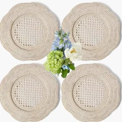 Mrs. Alice Natural Scalloped Rattan Charger Plates (Set of 4)< Placemats | For Her