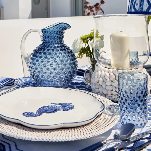 Mrs. Alice Navy Hobnail Glasses & Jug Set< Glassware Sets | For The Homemaker