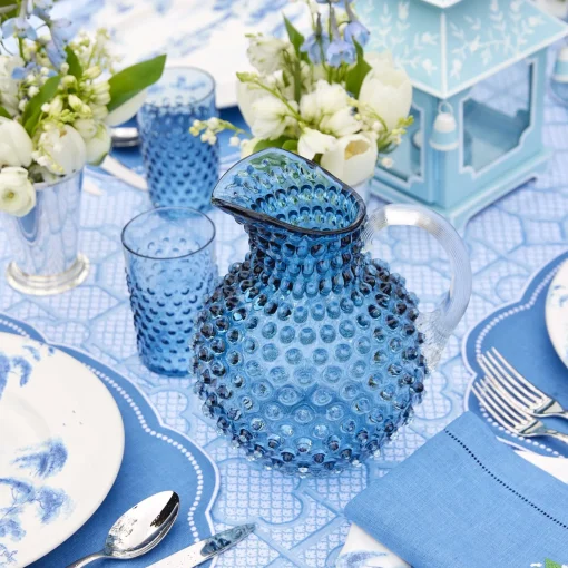 Mrs. Alice Navy Hobnail Glasses & Jug Set< Glassware Sets | For The Homemaker