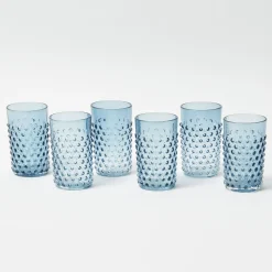 Mrs. Alice Navy Hobnail Glasses & Jug Set< Glassware Sets | For The Homemaker