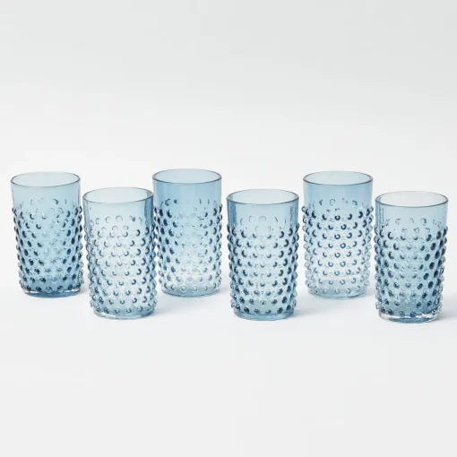 Mrs. Alice Navy Hobnail Glasses & Jug Set< Glassware Sets | For The Homemaker