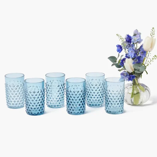 Mrs. Alice Navy Hobnail Glasses & Jug Set< Glassware Sets | For The Homemaker