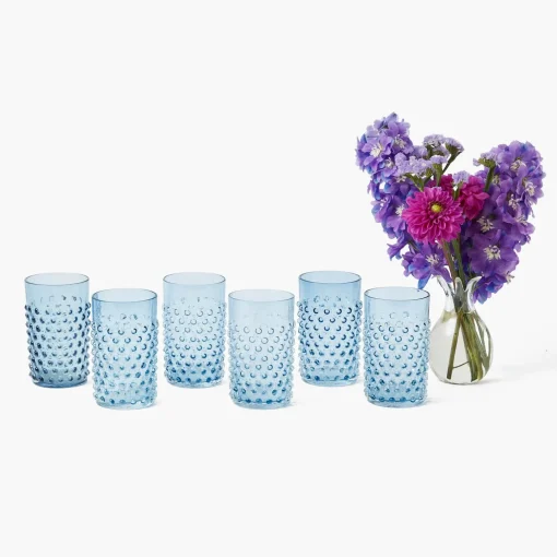Mrs. Alice Navy Hobnail Glasses & Jug Set< Glassware Sets | For The Homemaker