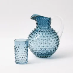 Mrs. Alice Navy Hobnail Glasses (Set of 6)< Glasses | For The Homemaker