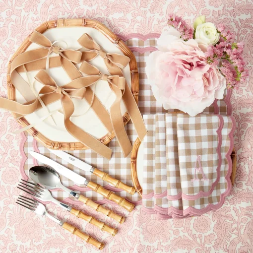 Mrs. Alice Oat Velvet Bow (Set of 4) - 20cm< Napkin Rings & Bows