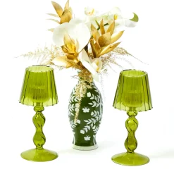 Mrs. Alice Olive Glass Lantern Tea Light Holder (Pair) - 18 cm< Summer Glassware | Summer Candleware