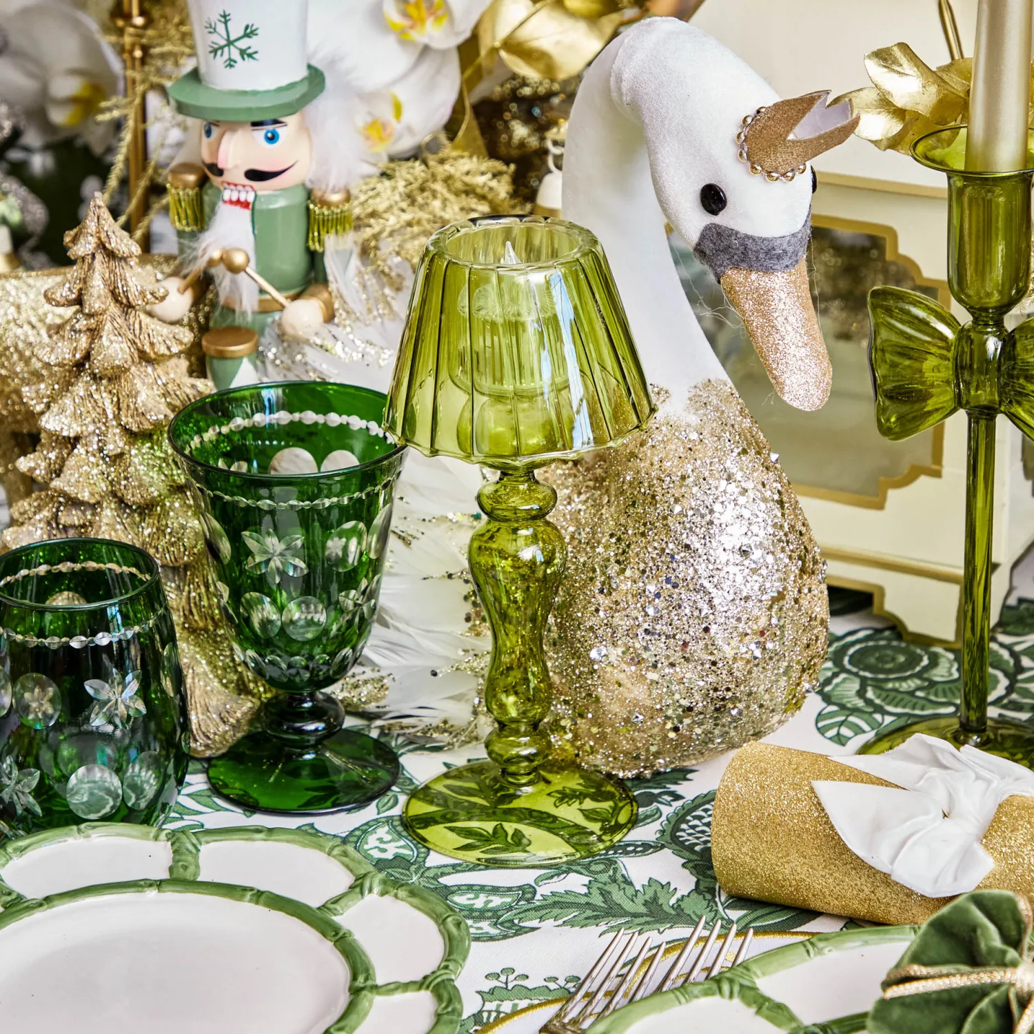 Mrs. Alice Olive Glass Lantern Tea Light Holder Set< Summer Glassware | Summer Candleware