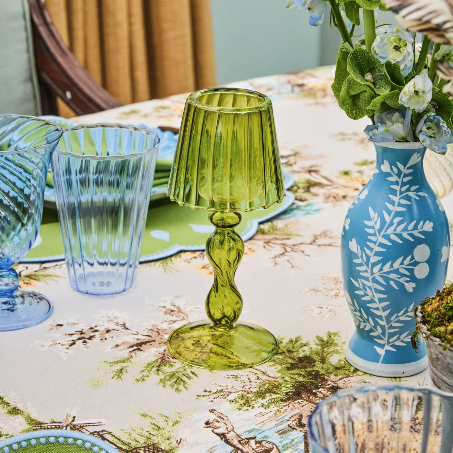 Mrs. Alice Olive Glass Lantern Tea Light Holder Set< Summer Glassware | Summer Candleware