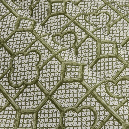 Mrs. Alice Olive Green Bamboo Trellis Fabric< Serena Fresson Fabrics