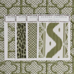 Mrs. Alice Olive Green Bamboo Trellis Fabric< Serena Fresson Fabrics