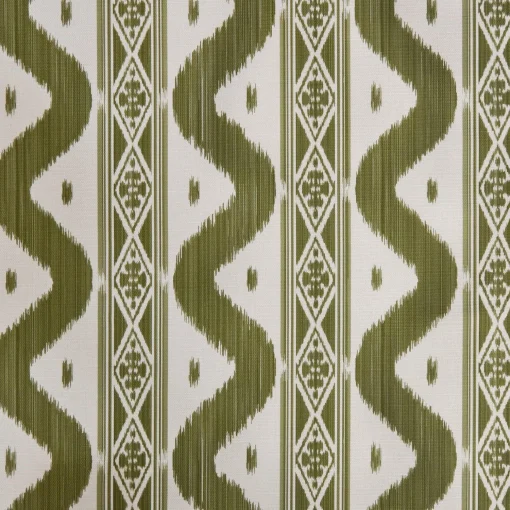 Mrs. Alice Olive Green Ikat Stripe Fabric< Serena Fresson Fabrics