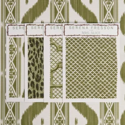 Mrs. Alice Olive Green Ikat Stripe Fabric< Serena Fresson Fabrics