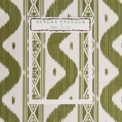 Mrs. Alice Olive Green Ikat Stripe Fabric< Serena Fresson Fabrics