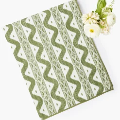 Mrs. Alice Olive Green Ikat Tablecloth< Tablecloths | For The Hostess