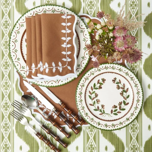 Mrs. Alice Olive Green Ikat Tablecloth< Tablecloths | For The Hostess