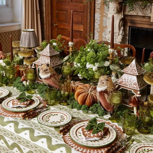 Mrs. Alice Olive Green Ikat Tablecloth< Tablecloths | For The Hostess
