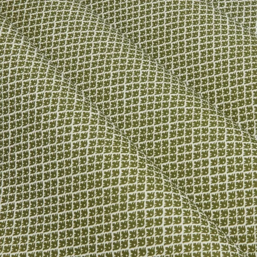 Mrs. Alice Olive Green Lotus Flower Fabric< Serena Fresson Fabrics