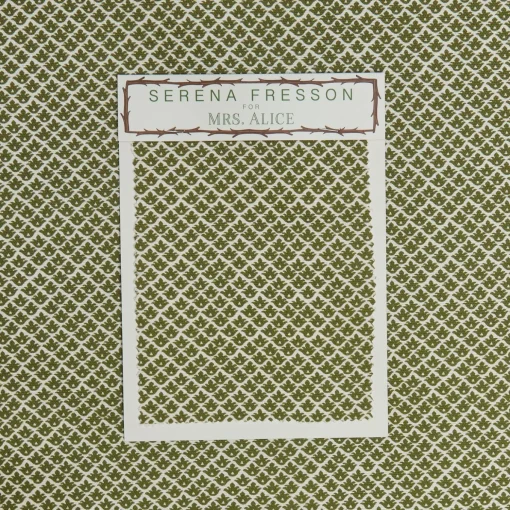 Mrs. Alice Olive Green Lotus Flower Fabric< Serena Fresson Fabrics